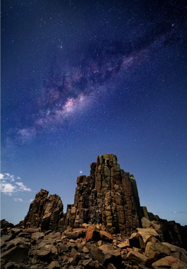 The Milky Way above some rocks