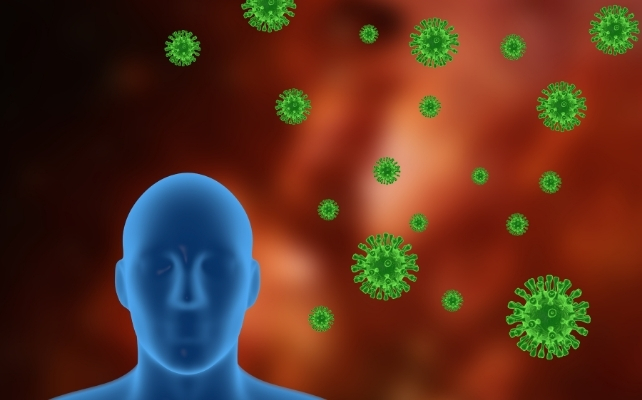 illustration of virus particles in the air