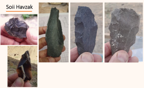 Paleolithic stone tools found in the Soii Havzak rockshelter, Tajikistan. Image credit: Yossi Zaidner & Sharof Kurbanov, doi: 10.15184/aqy.2024.149.