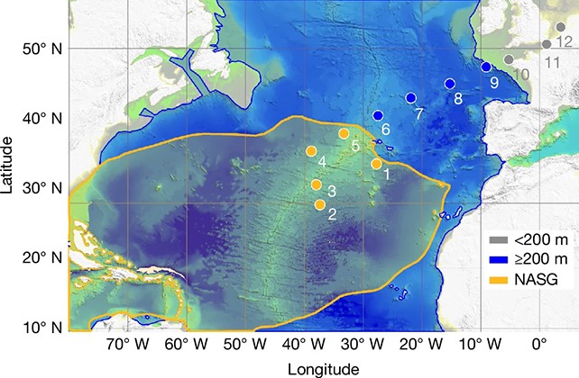 Atlantic Ocean sample sites