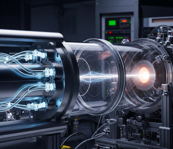 B.J.P. Jones & J.A. Formaggio devise an idea for a laser that shoots a beam of neutrinos. Image credit: Gemini AI.