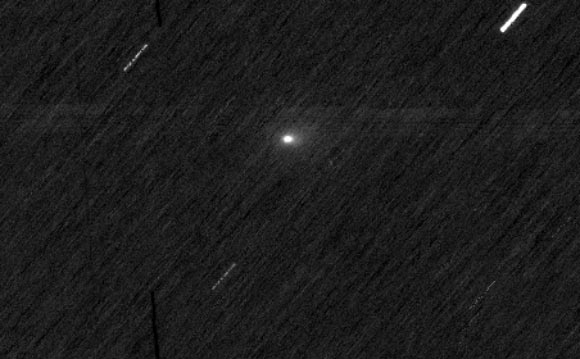 This image of the interstellar comet 3I/ATLAS was captured on October 3, 2025 by the CaSSIS instrument aboard ESA’s Trace Gas Orbiter. Image credit: ESA / TGO / CaSSIS.