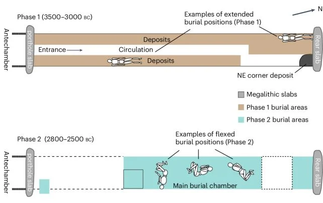 Diagram of the Bury grave layout and burial phases.