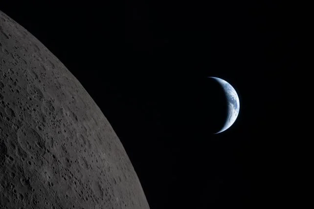 View of Earth from behind the Moon