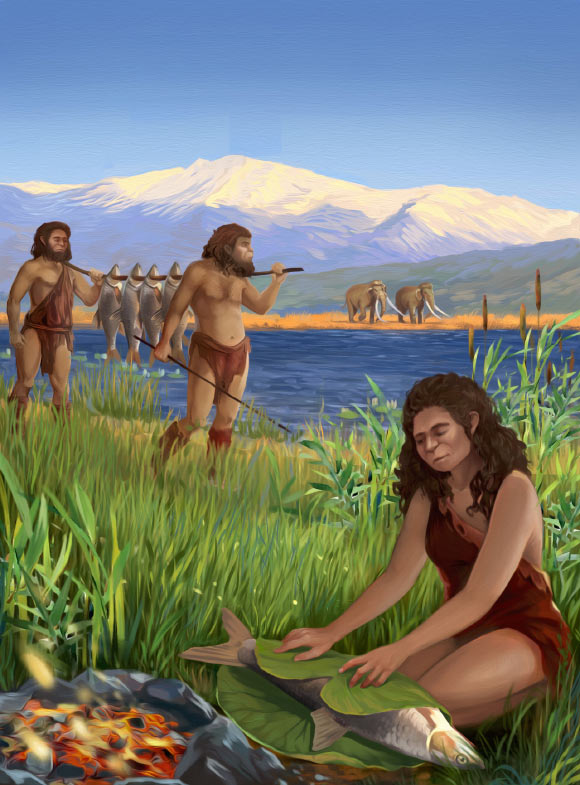 Ancient inhabitants of the Gesher Benot Ya’aqov site in Israel likely used some kind of earth oven that maintained a temperature below 500 degrees Celsius to cook their fish. Image credit: Ella Maru / Tel Aviv University.