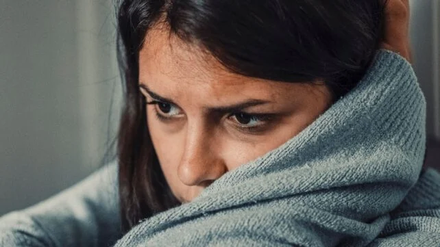 Woman looking anxious or concerned 