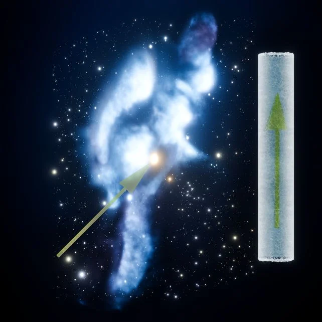 Diagram showing distribution of iron-60 in an ice core related to Earth's journey through the Local Interstellar Cloud.